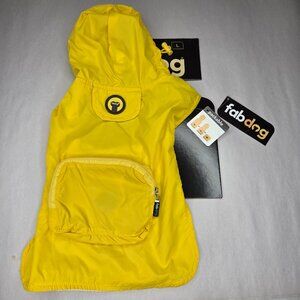 fabdog Yellow Packable Dog Raincoat with Hood and Pocket